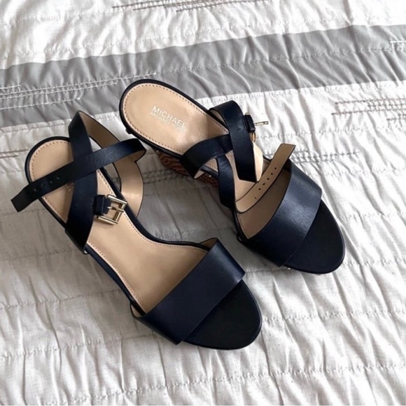 Micheal Kors Navy Blue Ankle Strap Wedge - Picture 6 of 8